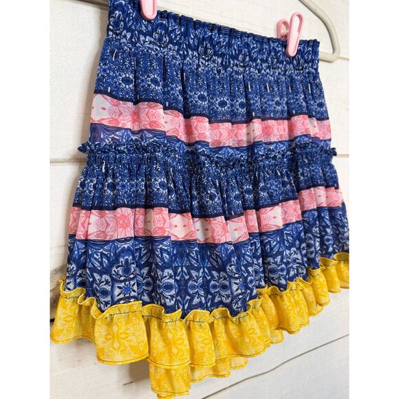 Misa Los Angeles Skirt Sz XS Ruffled Tiered Chiffon Pullon Stretch - Picture 6 of 6